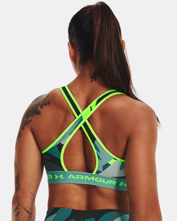 Sujetador deportivo Armour® Mid Crossback Printed para mujer, Green, pdpMainDesktop image number 1